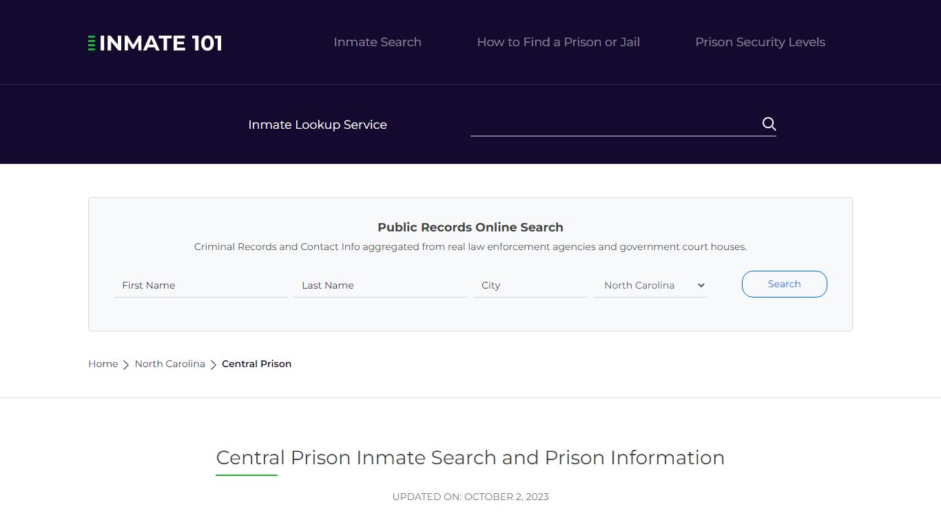 Central Prison Inmate Search and Prison Information